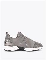 Carvela Lace Up Sparkle Crystal Embellished Trainers Black