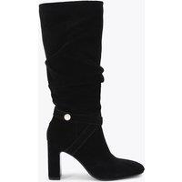 Carvela Suede Block Heel Slouch Knee High Boots Black