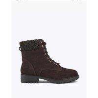 Carvela Suede Faux Fur Trim Lace Up Ankle Boots Brown