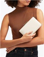 Faux Leather Chain Strap Clutch Bag