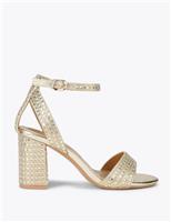 Wide Fit Metallic Block Heel Sandals