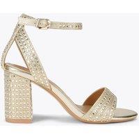 Carvela Wide Fit Metallic Block Heel Sandals Gold