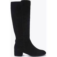 Carvela Suede Block Heel Round Toe Knee High Boots Black