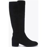Carvela Suede Block Heel Round Toe Knee High Boots Black