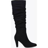 Carvela Ruched Block Heel Knee High Boots Black