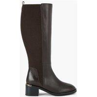 Carvela Leather Block Heel Knee High Boots Brown