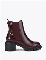 Leather Chelsea Block Heel Ankle Boots