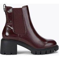 Carvela Leather Chelsea Block Heel Ankle Boots Red