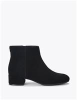 Suede Block Heel Round Toe Ankle Boots