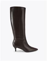 Carvela Leather Kitten Heel Knee High Boots Black