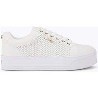 Carvela Lace Up Weave Detail Flatform Trainers White