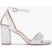Carvela Sparkle Block Heel Sandals Silver