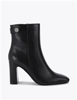 Carvela Wide Fit Block Heel Square Toe Ankle Boots Black