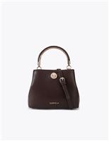 Faux Leather Top Handle Bag