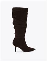 Suede Stiletto Heel Slouch Knee High Boots
