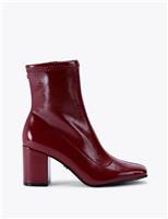 Carvela Patent Block Heel Ankle Boots Red