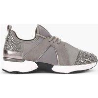 Carvela Lace Up Sparkle Crystal Embellished Trainers Silver Grey