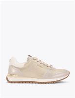 Carvela Lace Up Metallic Lizard Effect Trainers Gold