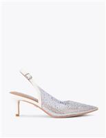 Carvela Sparkle Stiletto Heel Pointed Slingbacks White