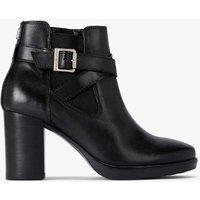 Carvela Leather Strap Detail Block Heel Ankle Boots Black