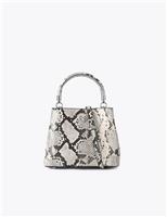 Faux Leather Snake Effect Bucket Bag