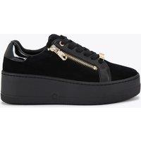 Carvela Leather Lace Up Zip Detail Flatform Trainers Black