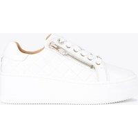 Carvela Leather Lace Up Zip Detail Flatform Trainers White
