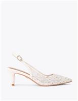Embroidered Mesh Slingback Court Shoes