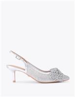 Carvela Embellished Bow Slingback Court Shoes Gold