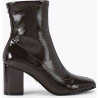 Carvela Patent Block Heel Ankle Boots Dark Brown