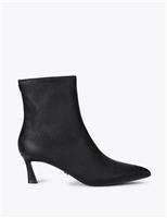 Faux Leather Kitten Heel Ankle Boots
