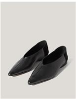 Leather Flat Pointed Ballet Pumps
