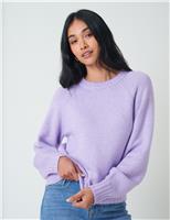 Nobody's Child Textured Bow Back Relaxed Jumper with Wool Purple