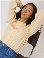 Pure Cotton Embroidered High Neck Blouse