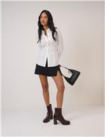 Nobody's Child Pure Cotton Tie Detail Fitted Shirt White