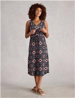 Jersey Printed V-Neck Midi Tea Dress
