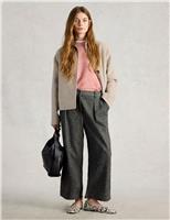 Tweedy Wide Leg Cropped Trousers with Wool