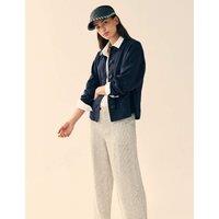 White Stuff Pure Linen Wide Leg Cropped Trousers White Mix