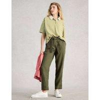 White Stuff Pure Linen Tapered Ankle Grazer Trousers Green