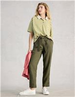 White Stuff Pure Linen Tapered Ankle Grazer Trousers Black