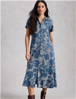 Cotton Blend Floral Midi Tea Dress