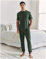 Chelsea Peers Jersey Cuffed Pyjama Set Khaki