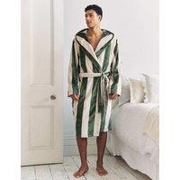 Chelsea Peers Fleece Striped Hooded Dressing Gown Khaki