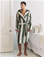 Chelsea Peers Fleece Striped Hooded Dressing Gown Khaki