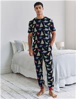 Chelsea Peers Christmas Dinosaur Pyjama Set Navy