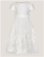Satin Embroidered Floral Dress (2-15 Yrs)