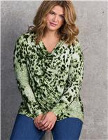 Live Unlimited London Jersey Animal Print Tunic Green