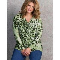 Live Unlimited London Jersey Animal Print Tunic Green