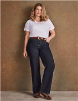 Live Unlimited London High Waisted Wide Leg Jeans Dark Blue