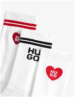 Boss 3 Pack Cotton Rich Heart Logo Socks White